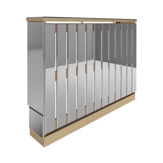 ALMOST PERFECT - Narrow Mirrored Radiator Cover with Gold Detail - 111cm - Sophia