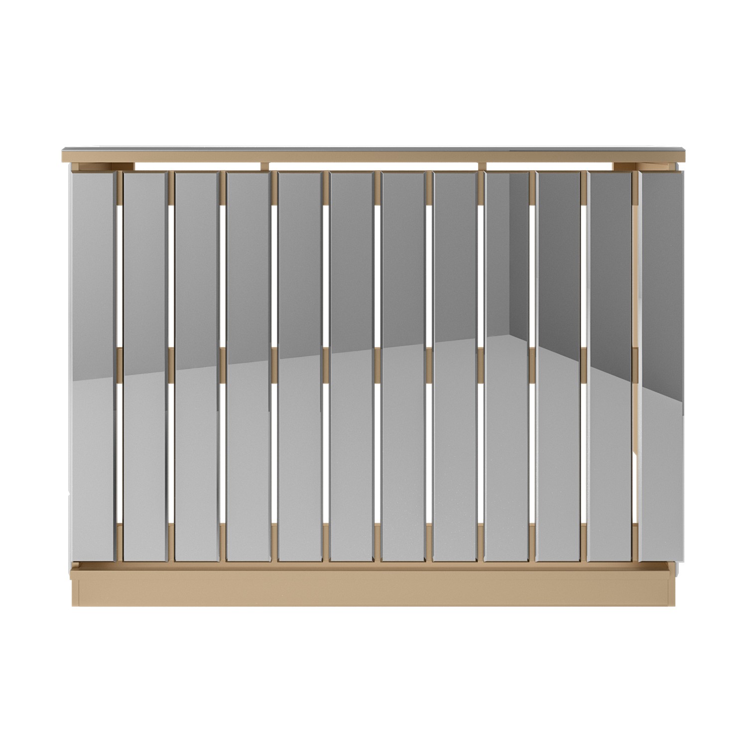 Narrow Mirrored Radiator Cover with Gold Detail - 111cm - Sophia ...