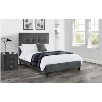 Dark Grey Upholstered Super King Bed Frame with High Headboard - Sorrento - Julian Bowen