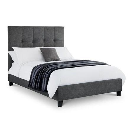 Dark Grey Upholstered Super King Bed Frame with High Headboard - Sorrento - Julian Bowen