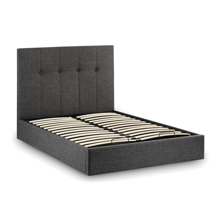 Grey Velvet Double Ottoman Bed - Sorrento - Julian Bowen