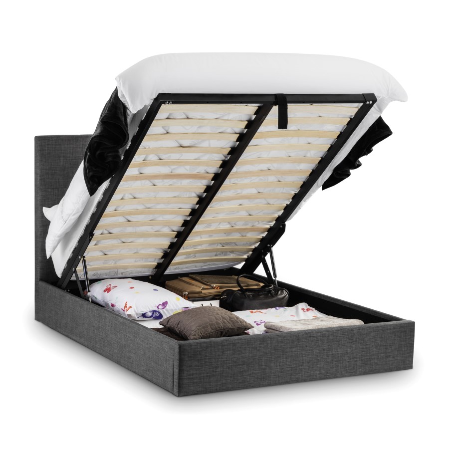 Grey Velvet King Size Ottoman Bed - Sorrento - Julian Bowen