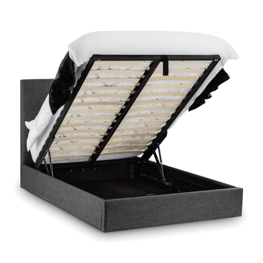 Grey Velvet King Size Ottoman Bed - Sorrento - Julian Bowen