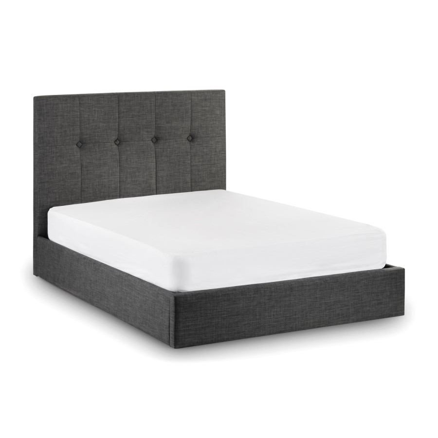 Grey Velvet King Size Ottoman Bed - Sorrento - Julian Bowen