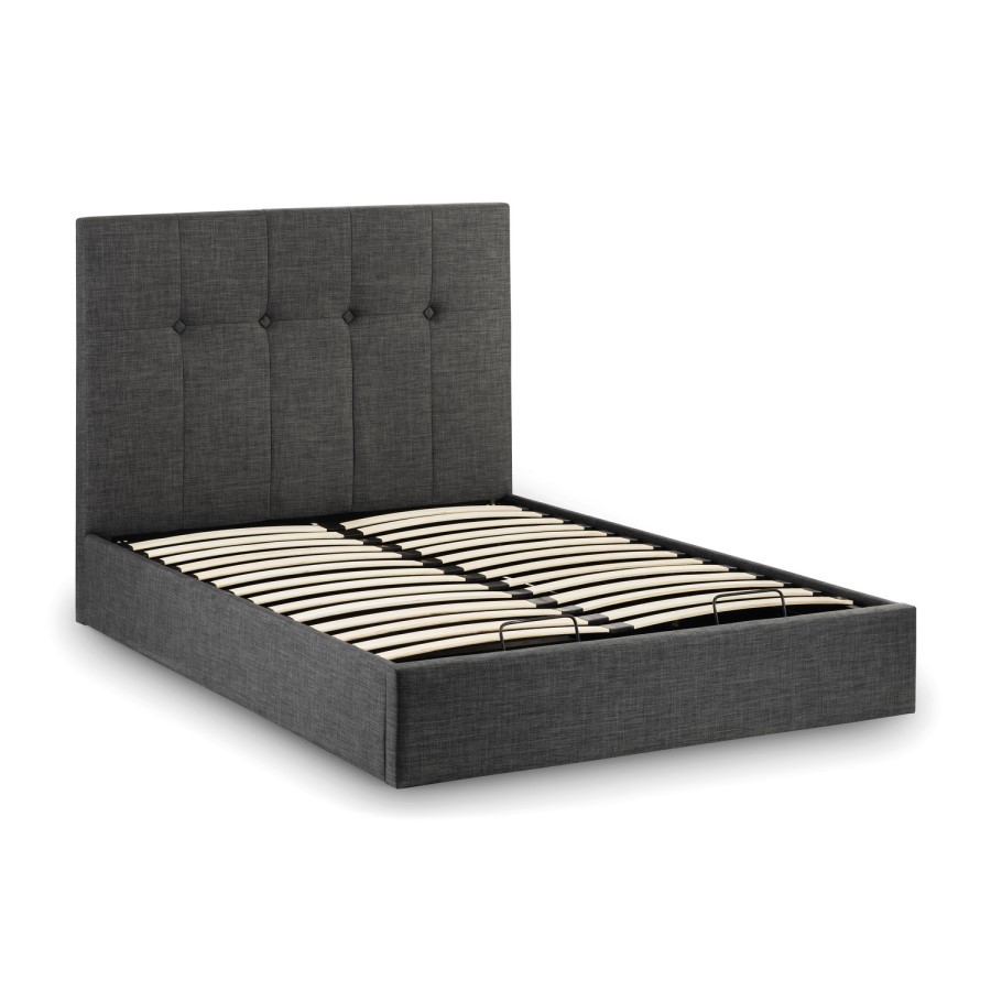 Grey Velvet King Size Ottoman Bed - Sorrento - Julian Bowen