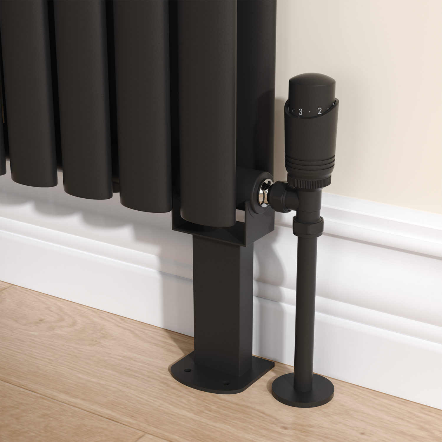 Metal Radiator Feet Sorrento Black Designer Radiator Feet -Suitable for Single and Double ...
