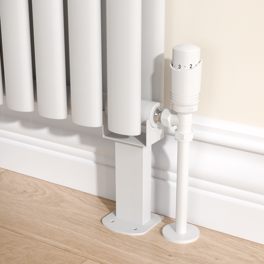 Metal Radiator Feet Sorrento White Designer Radiator Feet -Suitable for Single and Double ...