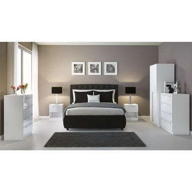 Space White High Gloss 1 Drawer Bedside Table