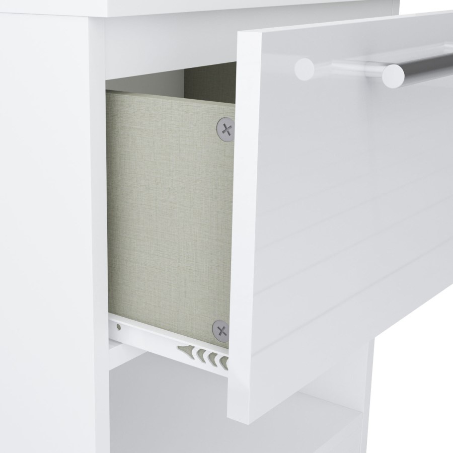 GRADE A1 - Space White High Gloss 1 Drawer Bedside Table