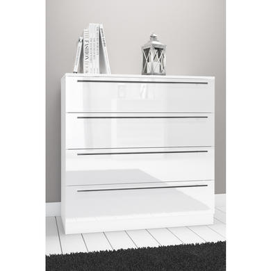GRADE A1 - Space White High Gloss 4 Drawer Chest of Drawers