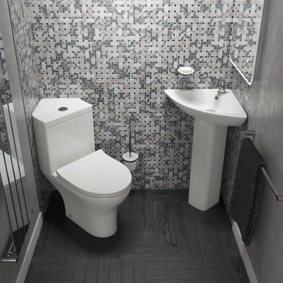 Cedar Back to Wall Pan & Wrap Over Toilet Seat with Soft Close