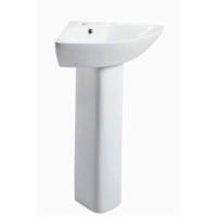 Cedar Cloakroom Corner Sink with Pedestal - 1 Tap Hole Cedar Cloakroom Corner Sink with Pedestal - 1 Tap Hole