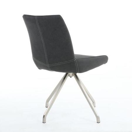 Spindle Pair of Upholstered Grey Dining Chairs 