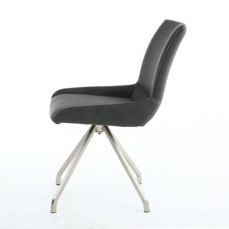 Spindle Pair of Upholstered Grey Dining Chairs 