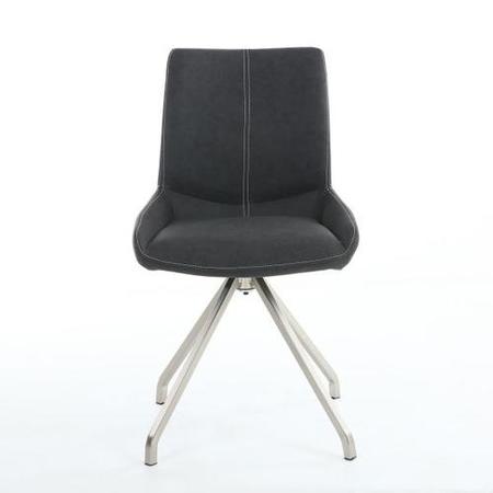 Spindle Pair of Upholstered Grey Dining Chairs 