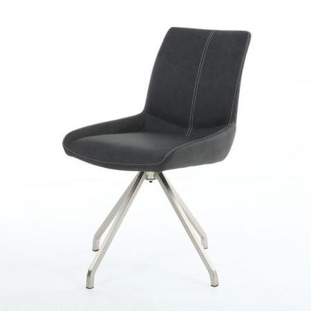 Spindle Pair of Upholstered Grey Dining Chairs 