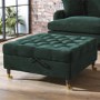 Large Green Velvet Buttoned Ottoman Storage Footstool - Payton