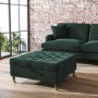 Large Green Velvet Buttoned Ottoman Storage Footstool - Payton