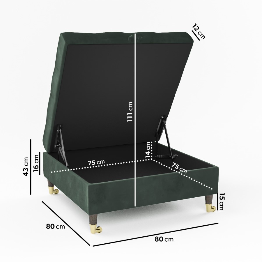 GRADE A2 - Large Green Velvet Buttoned Ottoman Storage Footstool - Payton