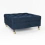 Large Navy Velvet Chesterfield Footstool with Storage - Payton