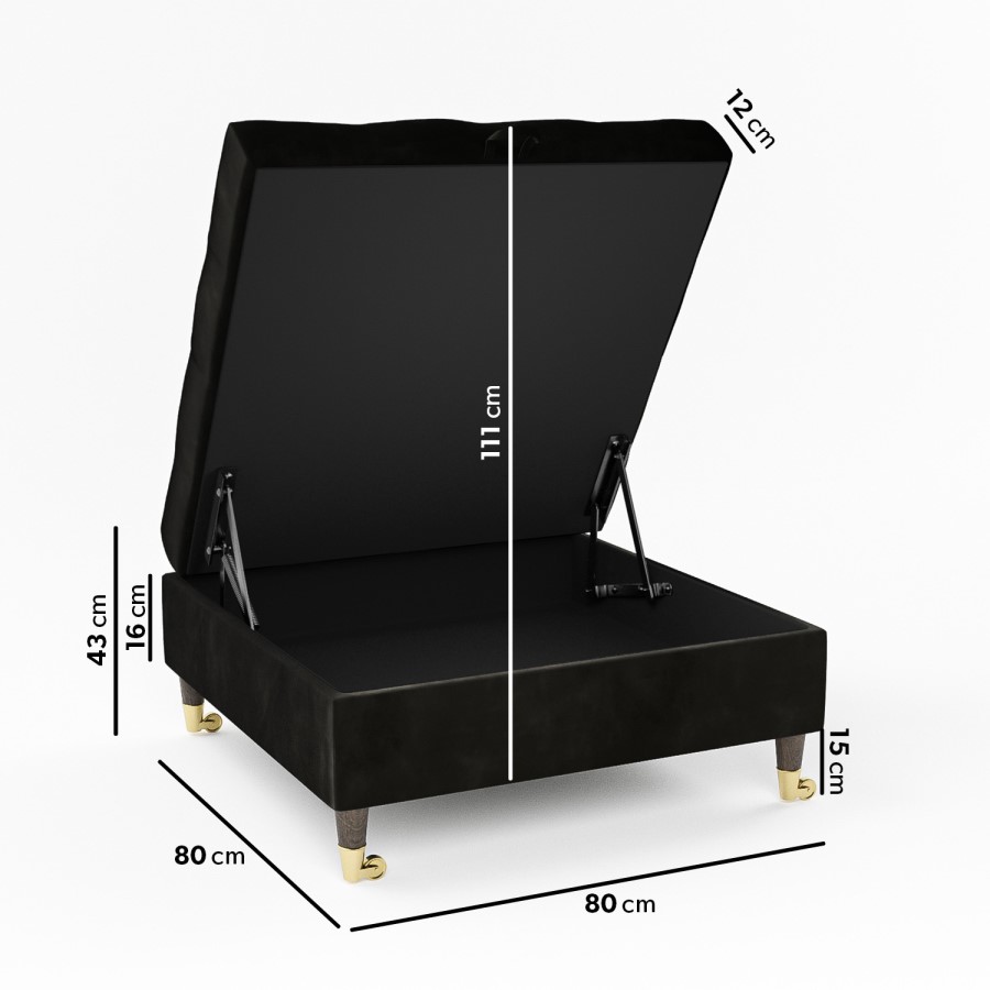 GRADE A2 - Black Velvet Buttoned Ottoman Storage Footstool - Payton