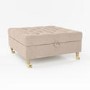Large Beige Fabric Chesterfield Footstool with Storage - Payton
