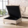 Large Beige Fabric Chesterfield Footstool with Storage - Payton