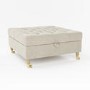 GRADE A1 - Beige Woven Buttoned Ottoman Storage Footstool - Payton