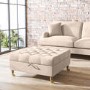 Large Beige Fabric Chesterfield Footstool with Storage - Payton