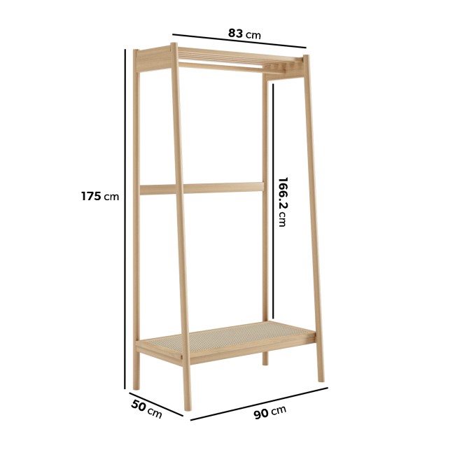 Wooden Open Wardrobe with Cane Shelf - Sophe