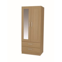 One Call Furniture Shaker 2 Door Combi Mirror Wardrobe in Veradi Oak