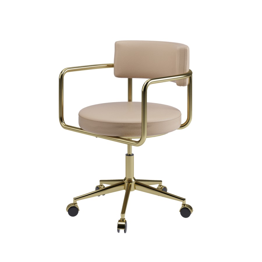 Beige Faux Leather Swivel Office Chair - Soren 
