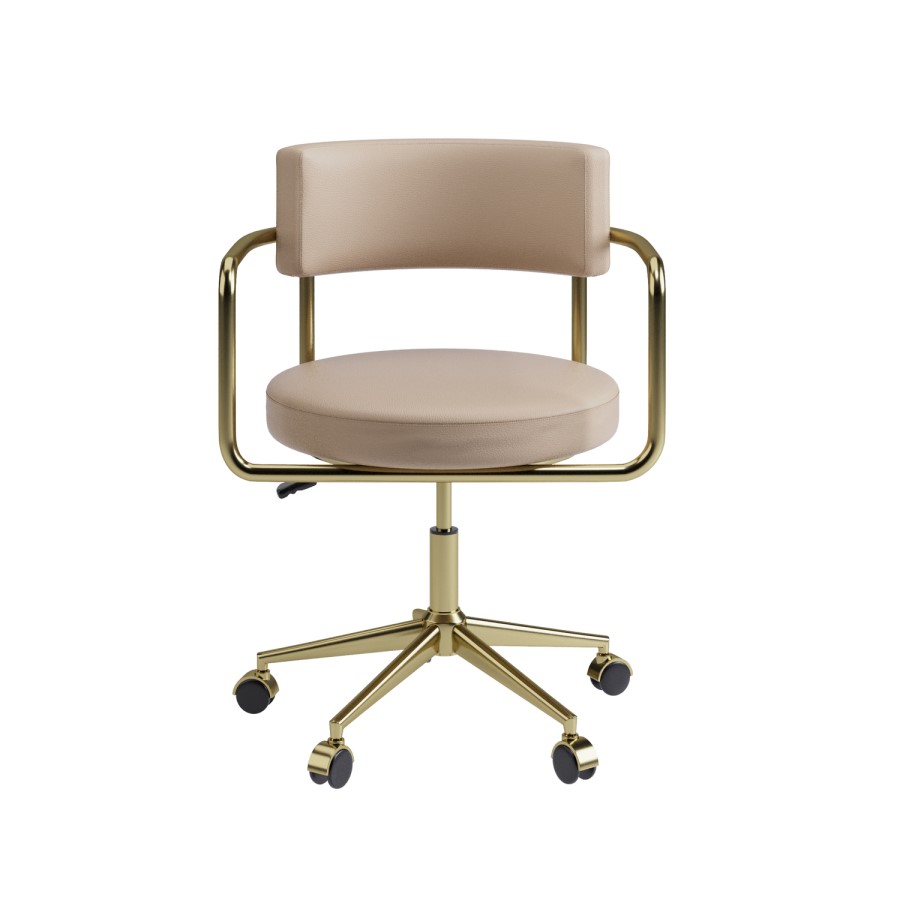 Beige Faux Leather Swivel Office Chair - Soren 