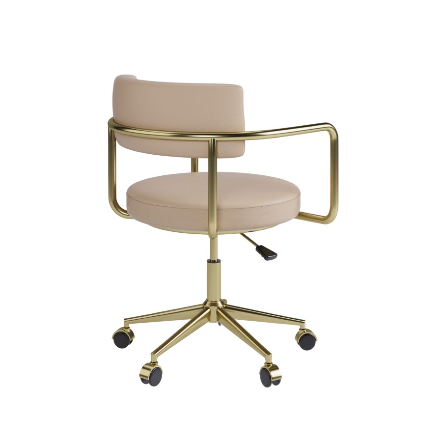 Beige Faux Leather Swivel Office Chair - Soren 
