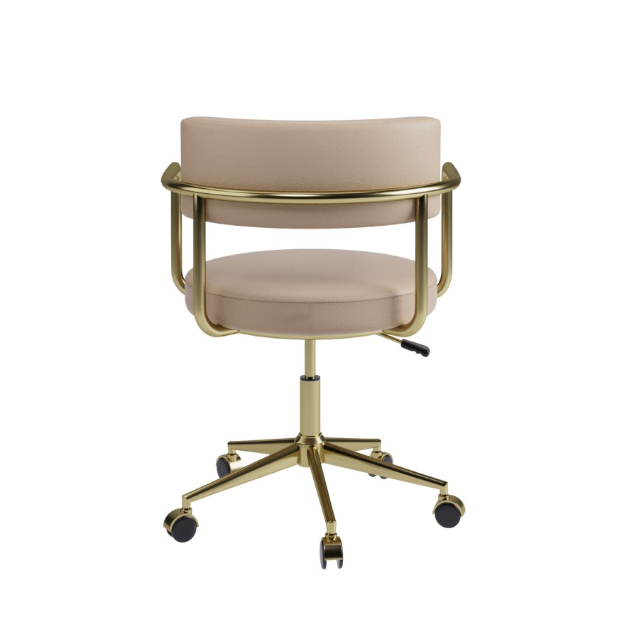 Beige Faux Leather Swivel Office Chair - Soren 