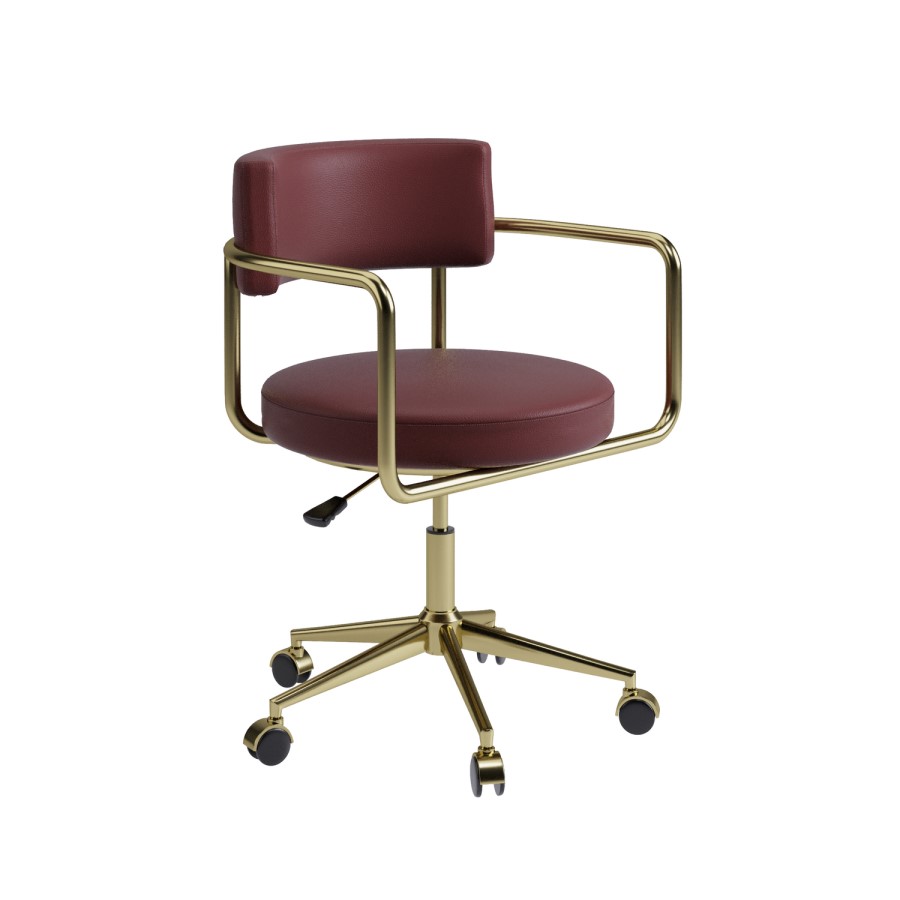 Burgundy Faux Leather Swivel Bedroom Chair - Soren