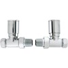 Pair of Straight Round Radiator Head Valves - Chrome- For Pipework Which Comes From The Floor