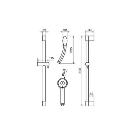 Round Shower & Slide Rail Kit