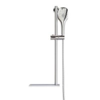 Chrome Round Style Shower Rail Kit with Shelf