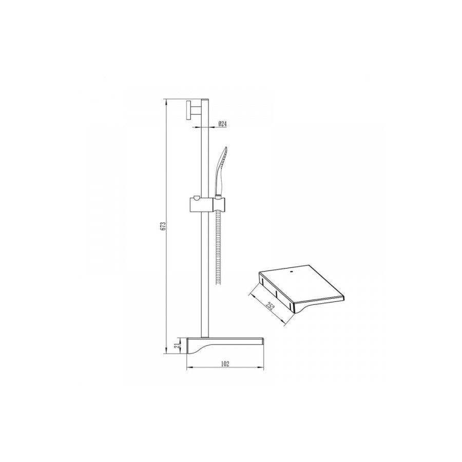 Chrome Round Style Shower Rail Kit with Shelf