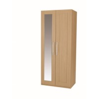 One Call Furniture Shaker Mirror Wardrobe in Veradi Oak