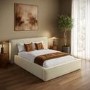 Cream Velvet Double Low-Profile Ottoman Bed with Tailored Seam Detailing - Sereno
