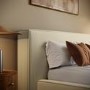 Cream Velvet Double Low-Profile Ottoman Bed with Tailored Seam Detailing - Sereno