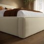Cream Velvet Double Low-Profile Ottoman Bed with Tailored Seam Detailing - Sereno
