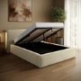 Cream Velvet Double Low-Profile Ottoman Bed with Tailored Seam Detailing - Sereno