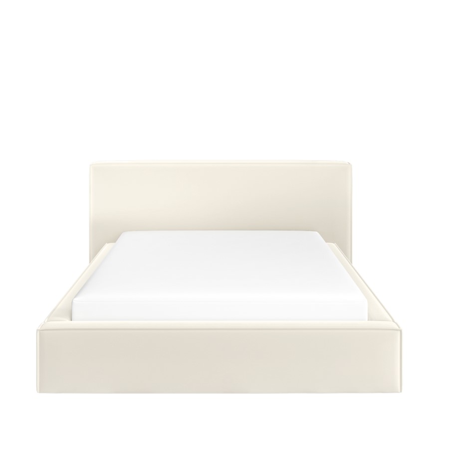 Cream Velvet Double Low-Profile Ottoman Bed with Tailored Seam Detailing - Sereno