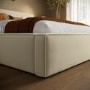 Cream Velvet King Size Low-Profile Ottoman Bed with Tailored Seam Detailing - Sereno