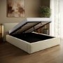 Cream Velvet King Size Low-Profile Ottoman Bed with Tailored Seam Detailing - Sereno