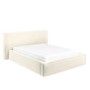 Cream Velvet King Size Low-Profile Ottoman Bed with Tailored Seam Detailing - Sereno