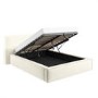 Cream Velvet King Size Low-Profile Ottoman Bed with Tailored Seam Detailing - Sereno